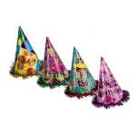 Birthday Cone Hat 20cm, with Tinsel